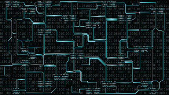 Digital Background Slide Abstract Futuristic Electronic Circuit Board With Binary Code Computer ...