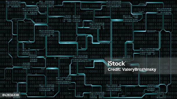Digital Background Slide Abstract Futuristic Electronic Circuit Board With Binary Code Computer ...