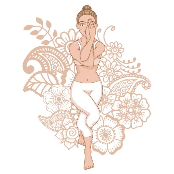 Women silhouette. Eagle yoga pose. Garudasana Women silhouette. Eagle yoga pose. Garudasana Vector illustration garudasana illustrations stock illustrations