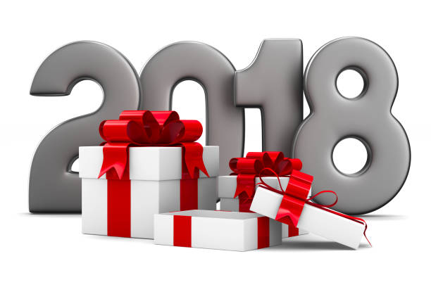 istock 2018 new year. White gift boxes. Isolated 3D illustration 842845342