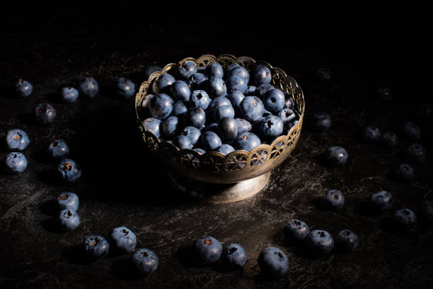 blueberries in vintage bowl