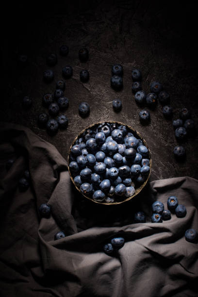 blueberries in vintage bowl