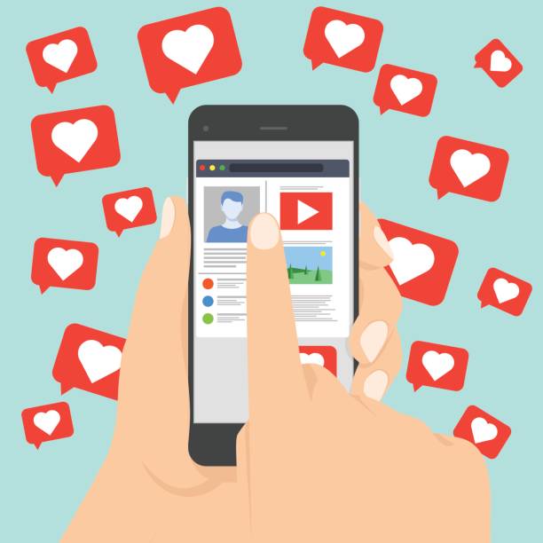 istock Likes notification icon vector leaving the smartphone on social network, love symbol for your design, website, logo, application. Social network notifications on mobile phone screen. 842849644