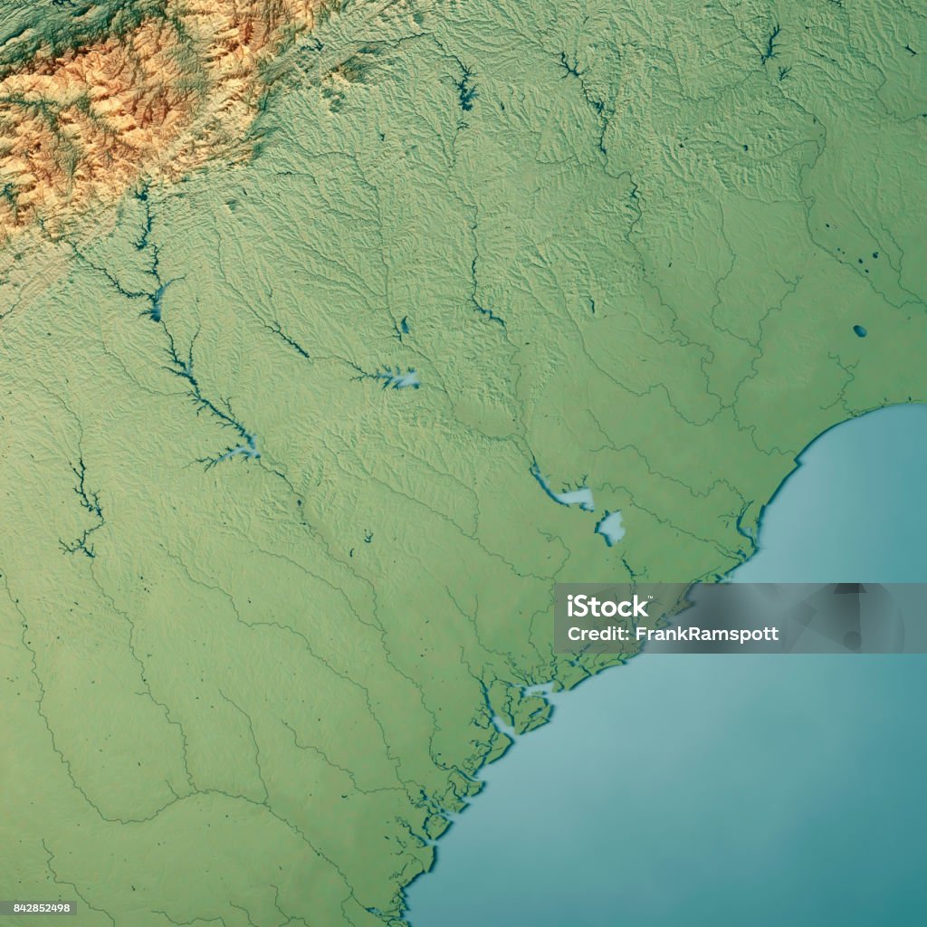South Carolina State Usa 3d Render Topographic Map Stock Photo