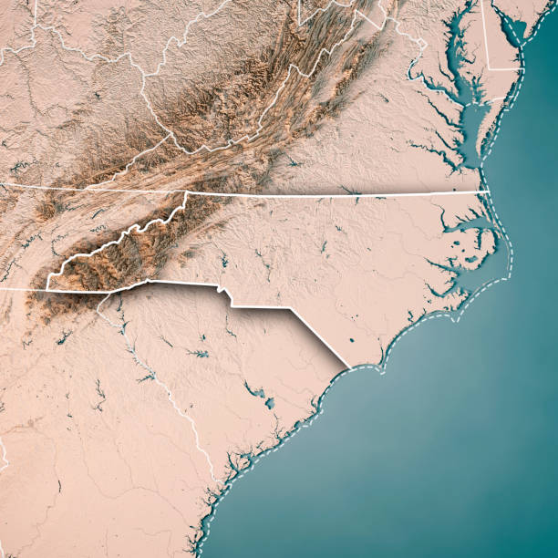 istock North Carolina State USA 3D Render Topographic Map Neutral Border 842852922
