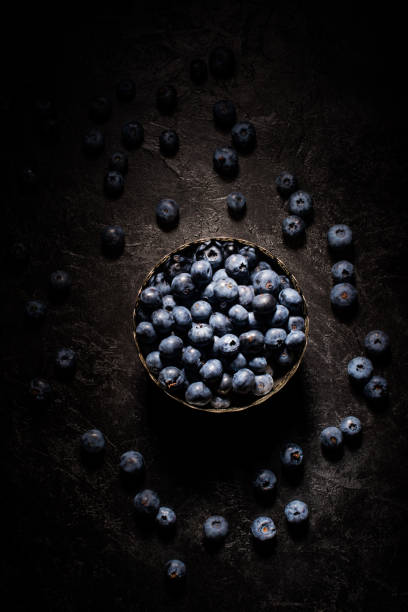 blueberries in vintage bowl