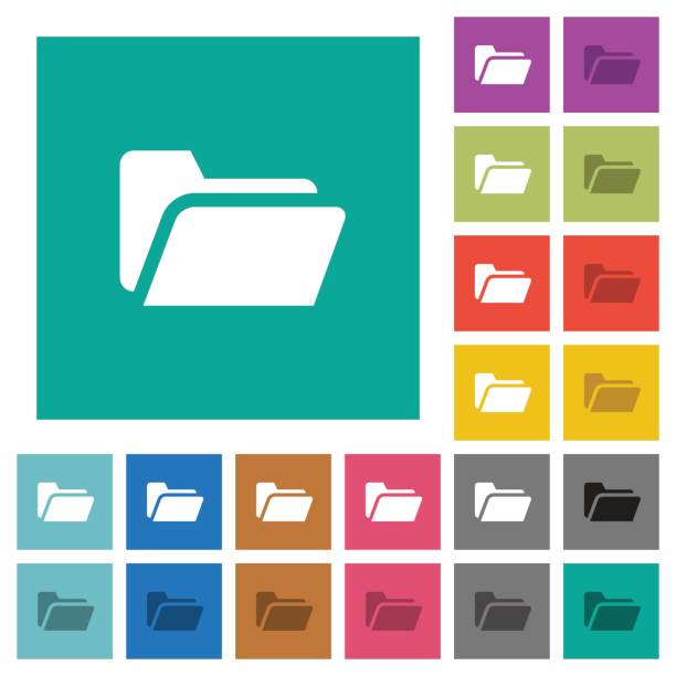 Folder open square flat multi colored icons Folder open multi colored flat icons on plain square backgrounds. Included white and darker icon variations for hover or active effects. open access repository stock illustrations