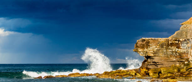 Waves crashing at Warriewood Beach