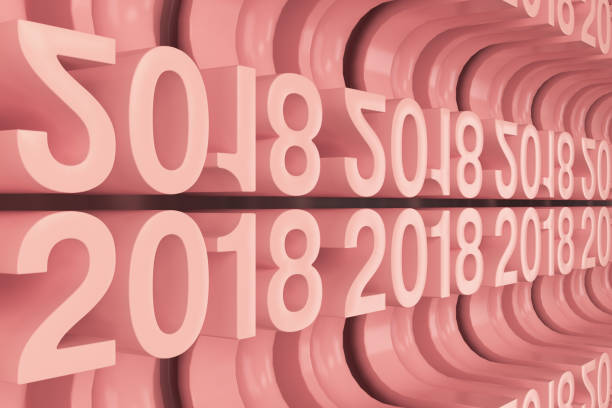 istock Grid of red New 2018 Year figures 842865614