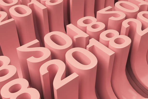 istock Grid of red New 2018 Year figures 842865690