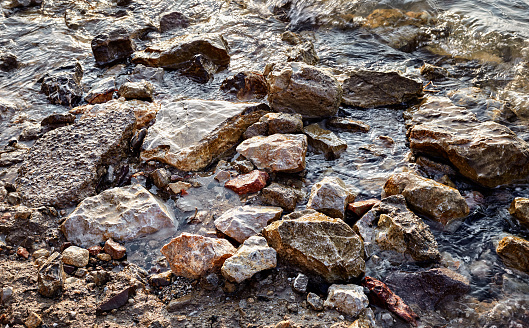 seastones and rocks on the saeshore
