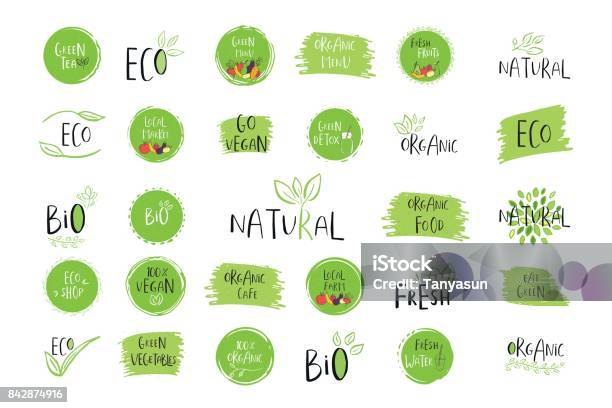 Collection Of Vector Eco Bio Green Or Sign Organic Design Stock Illustration - Download Image Now