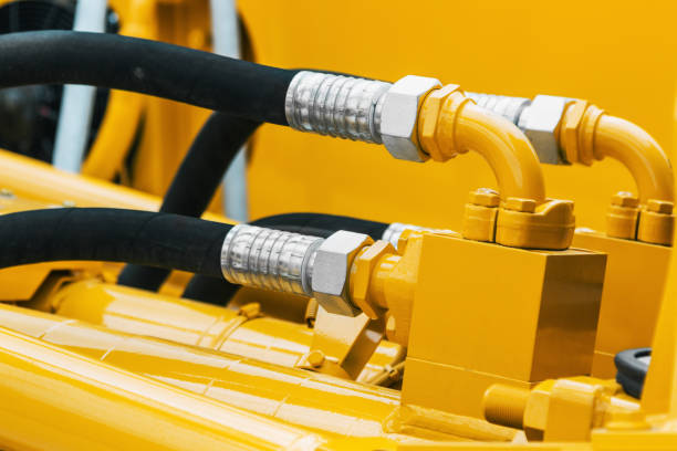 istock pipes and the hydraulic system of the tractor 842882106