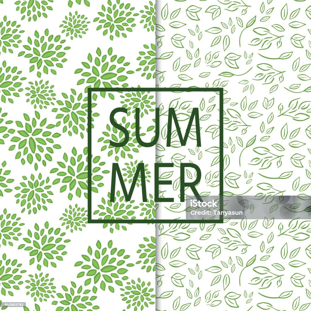 Fresh Patterns Two Seamless And Fresh Pattern With Branches Leaves Stock Illustration ...