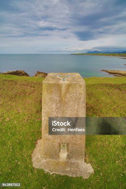 Triangulation Survey Pillar On The Coast Overlooking The Sea Stock Photo - Download Image Now
