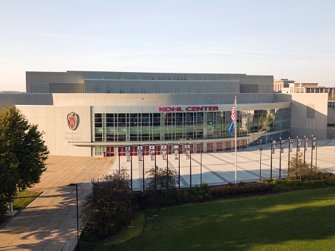 Madison, Wisconsin, USA - September 3, 2017: The Kohl Center, home of Wisconsin Badger sports, in Madison, Wisconsin on the University of Wisconsin campus.