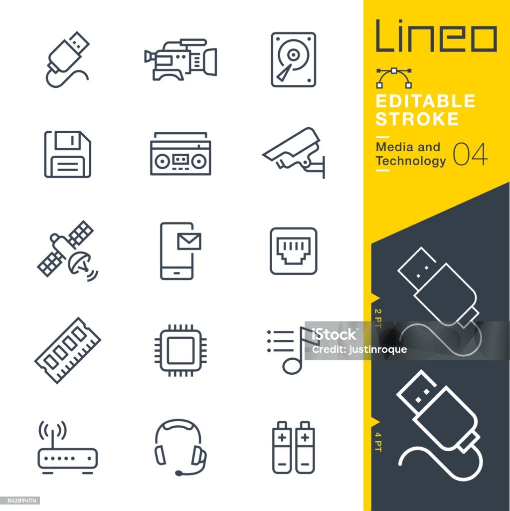 Lineo Editable Stroke - Media and Technology line icons Vector Icons - Adjust stroke weight - Expand to any size - Change to any colour Icon Symbol stock vector