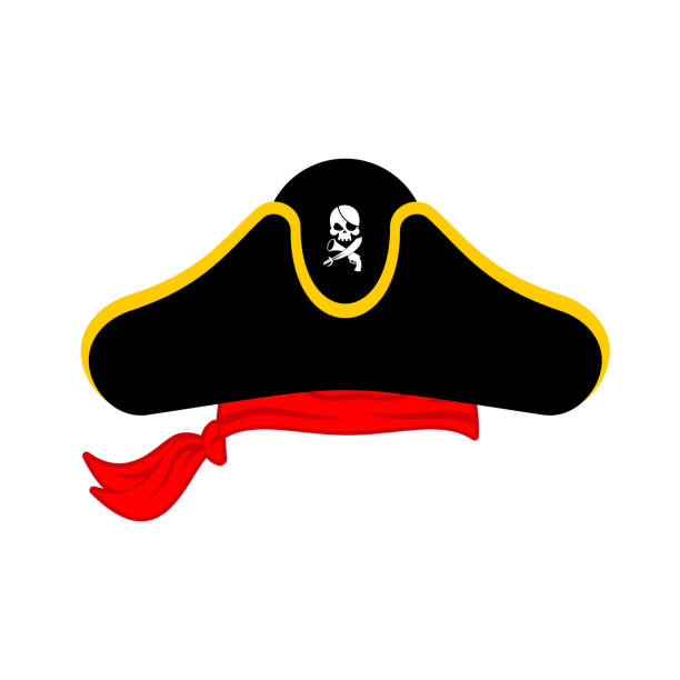 ilustrações de stock, clip art, desenhos animados e ícones de pirates cap isolated. hat buccaneer. bones and skull. corsair accessory - pirate corsair cartoon danger