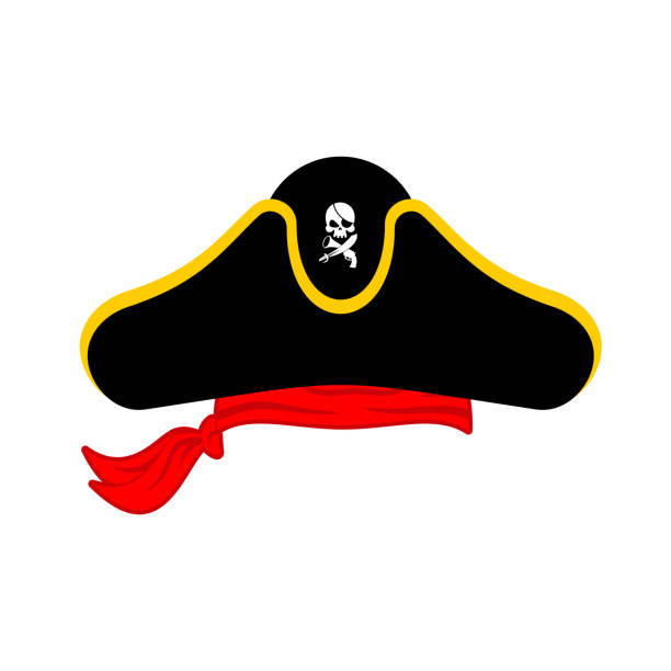Pirates cap isolated. Hat buccaneer. Bones and skull. Corsair Accessory vector art illustration