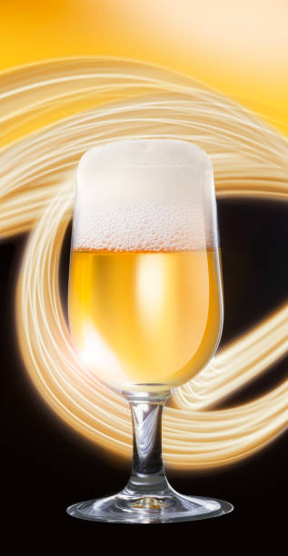 istock Beer glass with beer foam and light painting 842895148