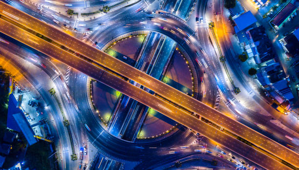 istock Aerial view  Expressway motorway highway circus intersection in Thailand 842898128