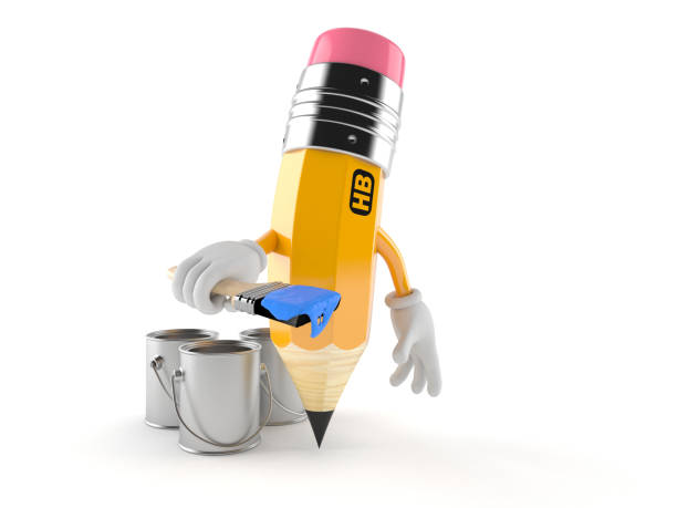 istock Pencil character holding paintbrush 842900102