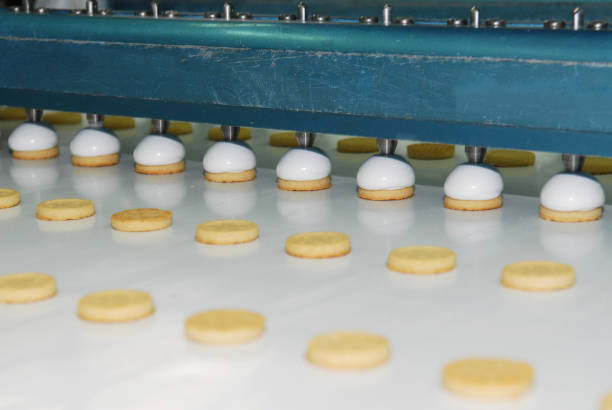istock Biscuit depositing machine, equipment in bakery industry 842903848