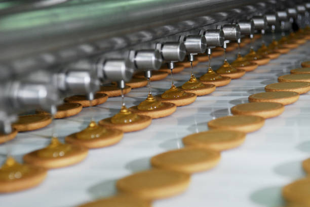 istock Biscuit and waffle production factory line 842906218