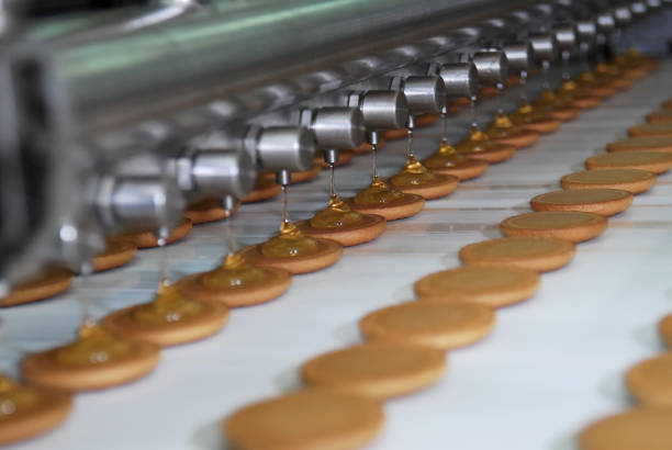 istock Biscuit and waffle production factory line 842906390