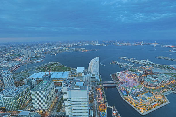 istock Yokohama bay cityscape at dusk 842907224