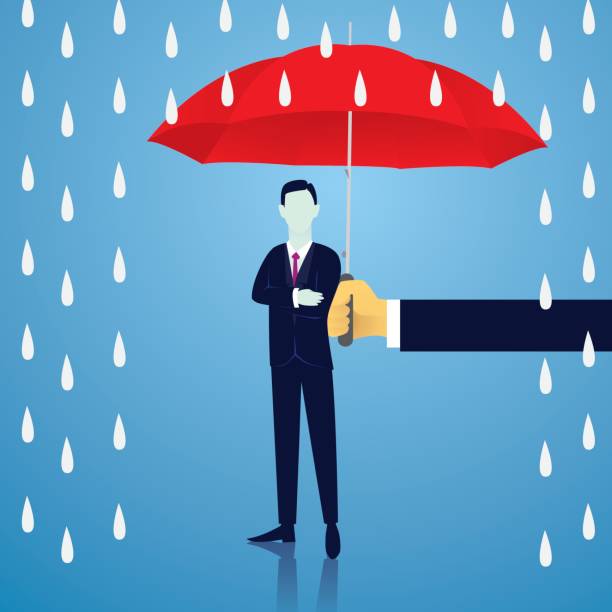 istock Insurance Protection Concept. Businessman and Umbrella. Vector 842912514