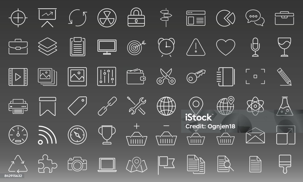 General Universal Business Line Icon Set Vector Illustration - vector de stoc 2017 fără redevențe General Universal Business Line Icon Set Vector Illustration - vector de stoc 2017 fără redevențe