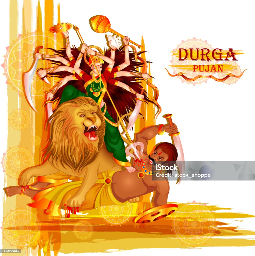 Glücklich Durga Puja Festival Hintergrund für Indien Urlaub Dussehra - Lizenzfrei Dashahara Vektorgrafik