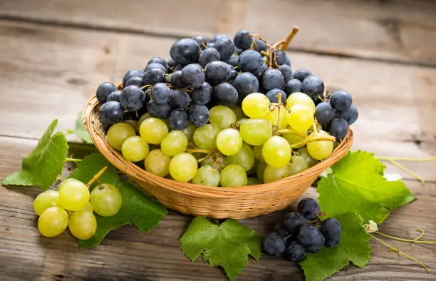 Fresh grapes in the basket
