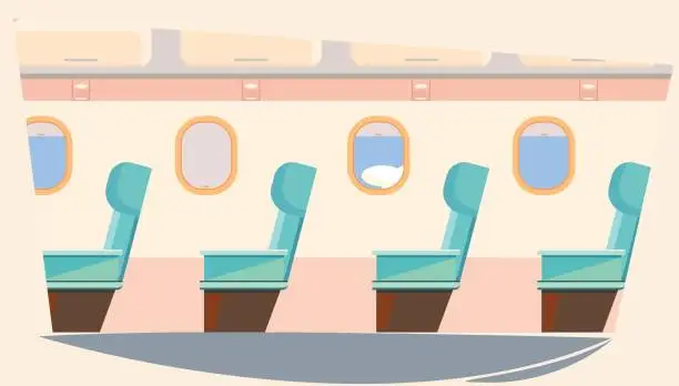 Vector illustration of Airplane interior with empty seats