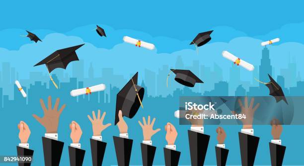 Concept Of Education College University Ceremony Stock Illustration - Download Image Now - Graduation, Cap - Hat, University