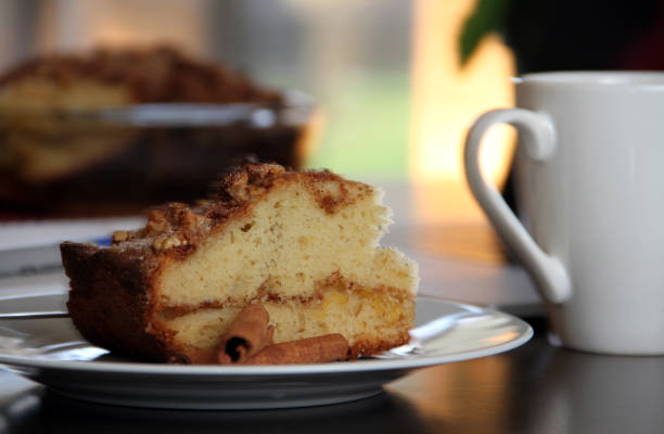 istock Hot cake with hot cup of tea and coffee afternoon 842943908