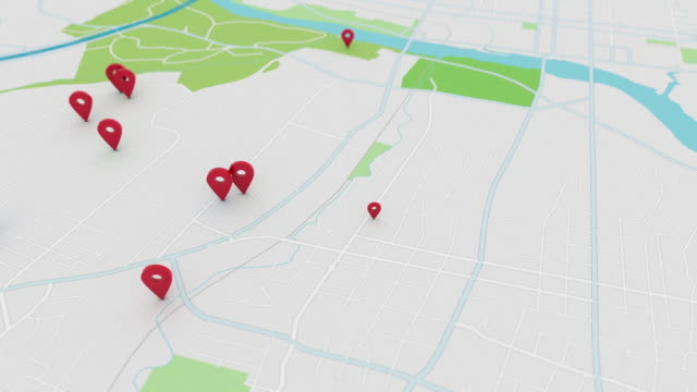 App style map with pinpoints, 4K