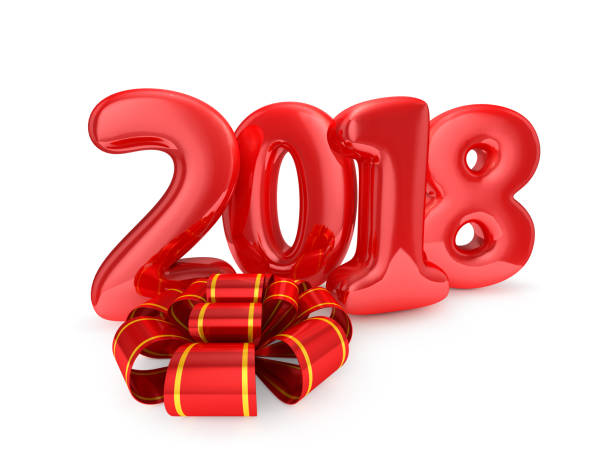 istock Toy balloons isolated on white background. Happy New Year 2018. 3D rendering 842949970