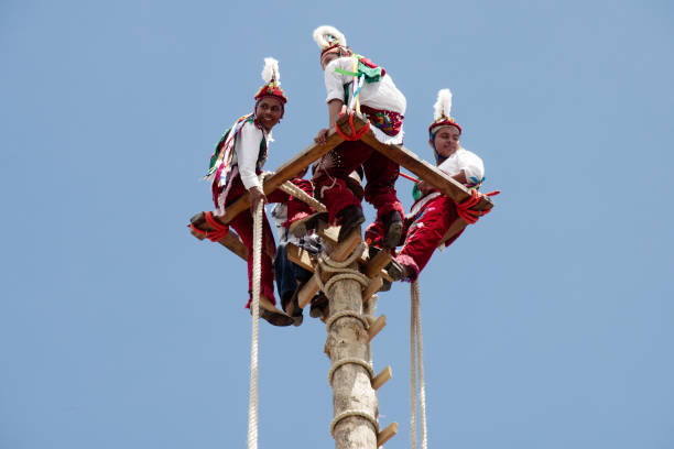 Cuetzalan, Mexico - 2012: A family of acrobats known as \