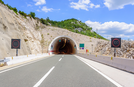 Tunnel through a mountain in the municipality of Hospental, Uri, Switzerland