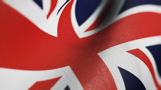 bandiera britannica, bandiera britannica illustrazione 3d realistica - flag britain foto e immagini stock
