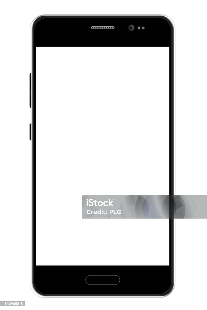 Black smartphone template. Black smartphone template on white background. Mobile Phone Stock Photo