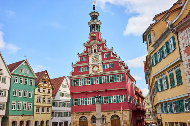 Red facade of medieval building
