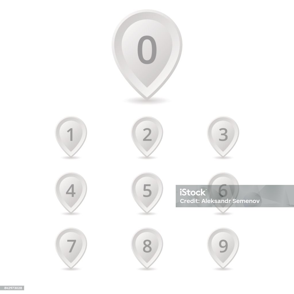 Map Pointer With Number Pointer Map With Numbers On White Isolated Background Vector ...