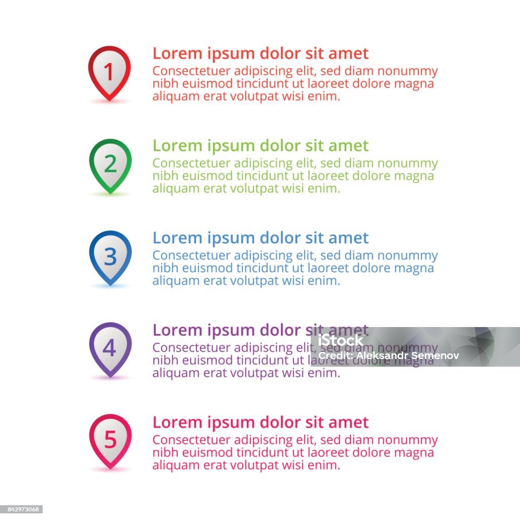 Map Pointer With Number Colored Map Pointers Labels With Numbers On White Isolated Background ...
