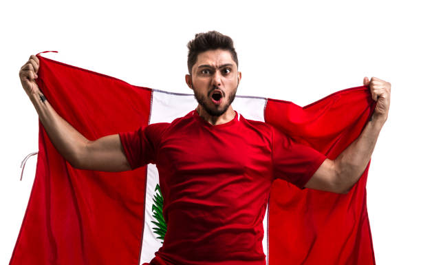 istock Peruvian Fan / Sport Player celebrating on white background 842976534