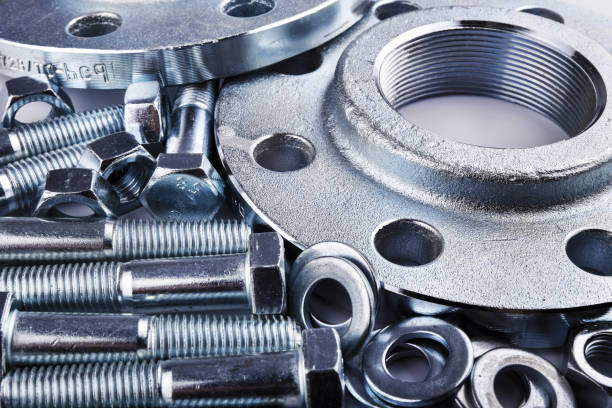 istock Plumbing accesories, flanges, nut and bolts 842980656
