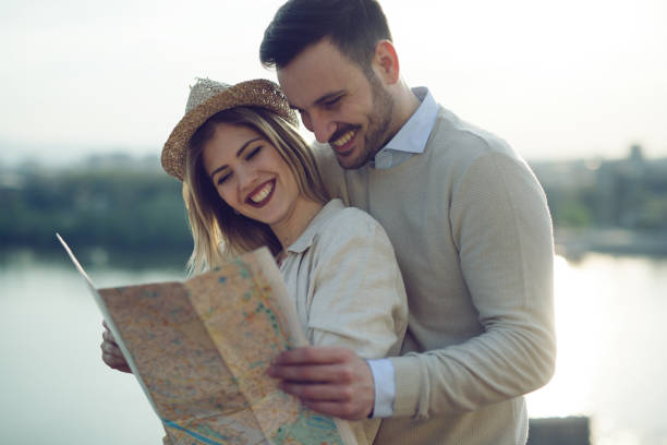 istock Happy tourists traveling and smiling 842982972