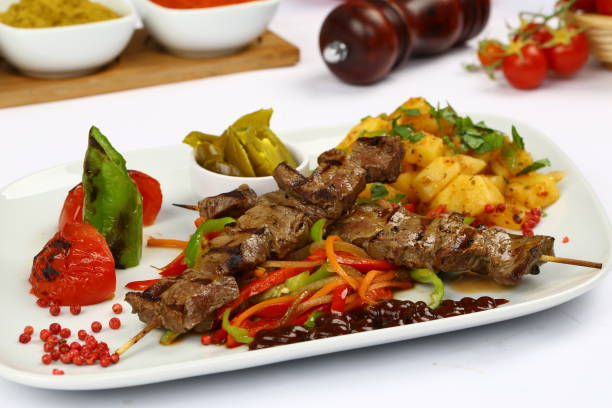 istock Traditional Turkish Kebab with skewers , Cop Sis 842983854